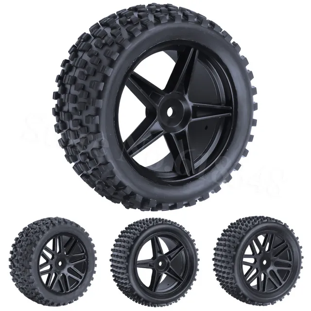 Special Offers 4pcs/Set Rubber Front / Rear 1/10 Buggy Tire & Wheel Rims 12mm Hex For RC Model Car HSP Redcat Off Road Tyre
