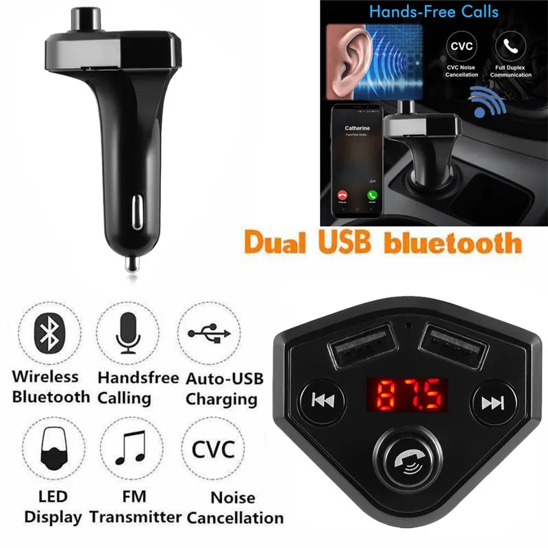 Bluetooth автомобильный fm-передатчик радио адаптер USB зарядное устройство MP3 плеер беспроводной автомобильный модулятор двойной автомобильный комплект громкой связи# LYS