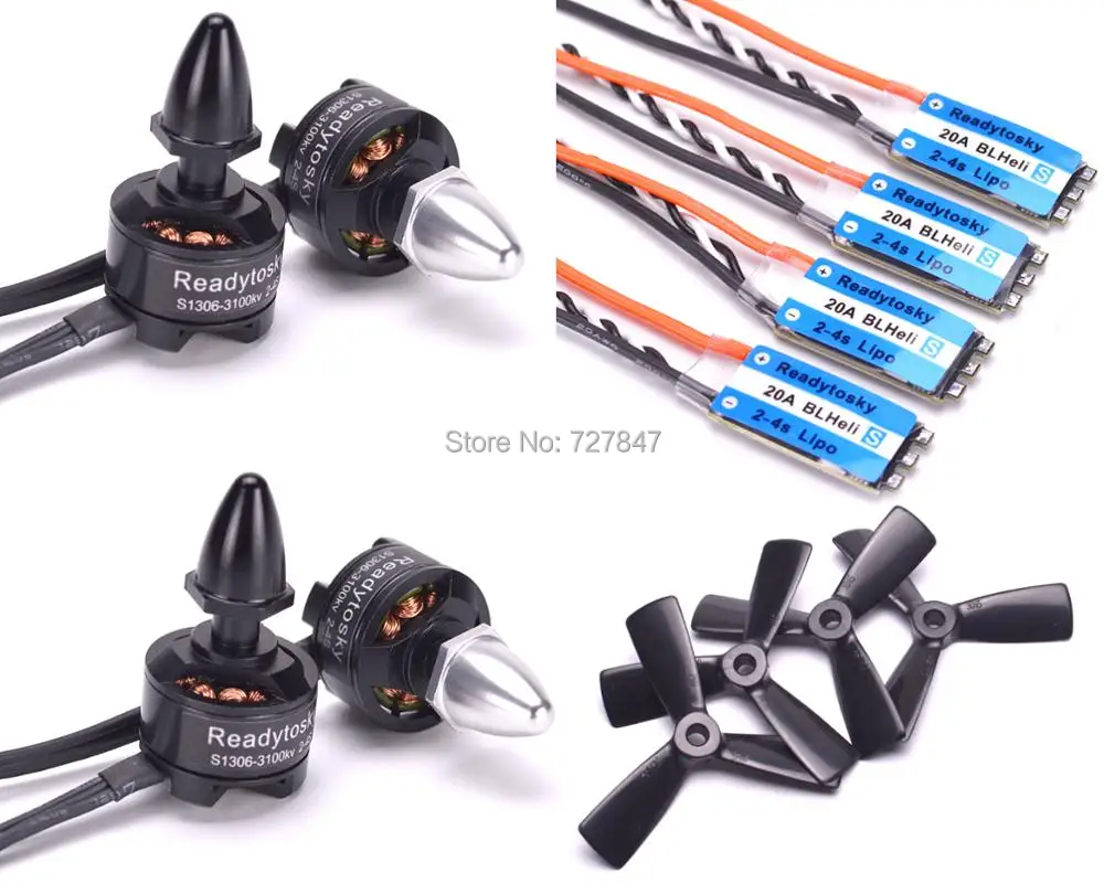 

1306 3100KV 2-4S Motor + Mini BLHeli-S 20A 2-4S ESC OPTO + 3045 Propeller For Diatone 150-200 Frame Kit