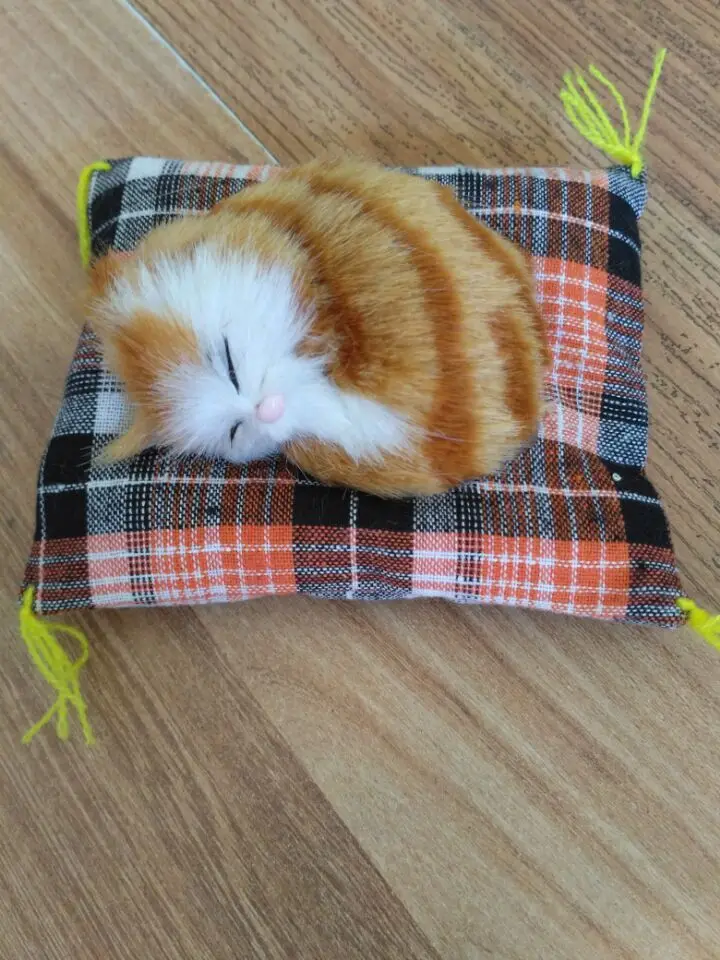 

mini simulation yellow cat cute sleeping cat doll car decoration gift doll about 10cm
