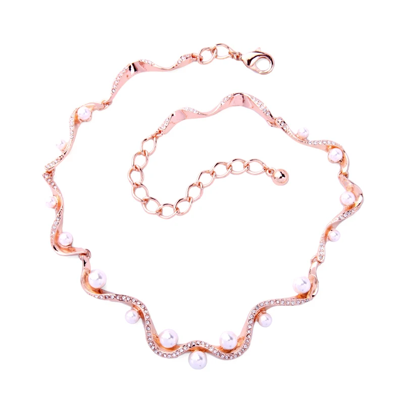 Banquet Luxury Accessories Crystal Simulated Pearl Snake Chain Necklace VN683 | Украшения и аксессуары