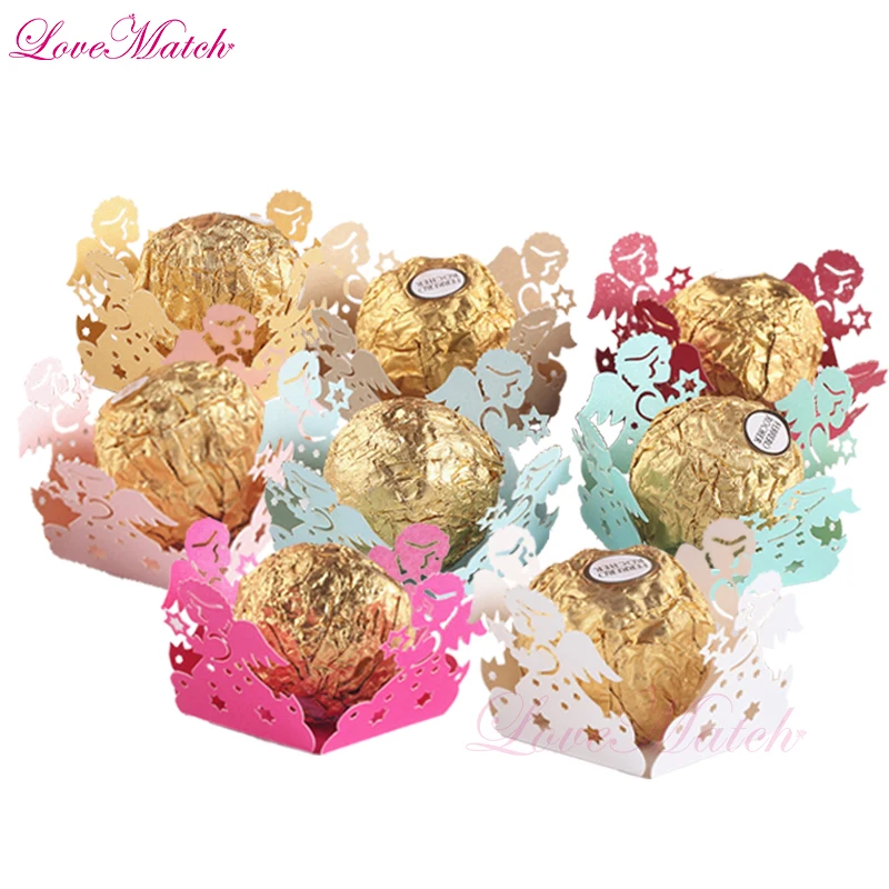 

50pcs Laser Cut Boy and Girl Angel Candy Bar Baby Shower Party Candy Box Birthday Party Gift Box Kids Baby Shower Decoration