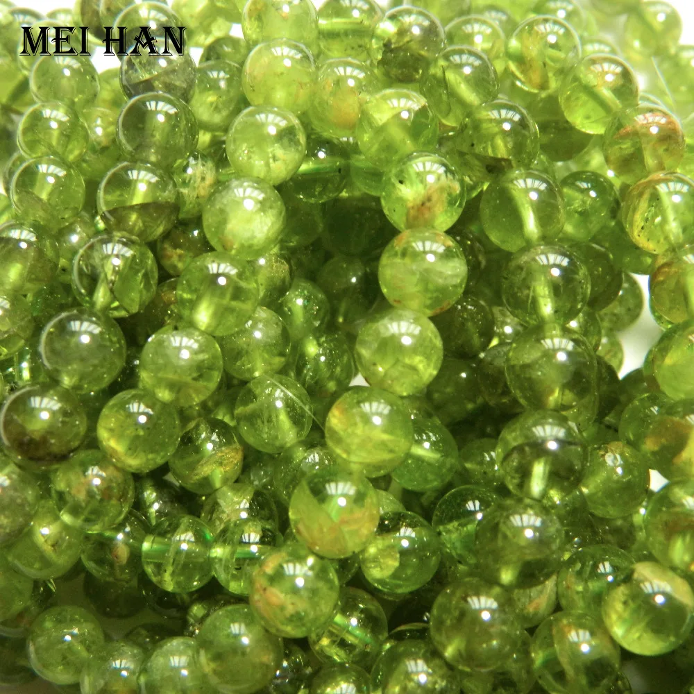 

Free shipping (approx 24 beads/set/15g) 7-7.5mm natural peridotsmooth round gem stone beads for gift jewelry DIY making design