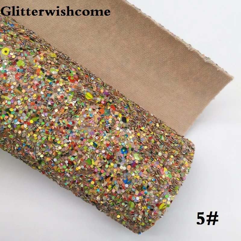 Glitterwishcome 21X29 см мини рулон синтетическая кожа, смешанные цвета массивный блеск, кожа ткань винил для бантов, GM057A - Цвет: 5