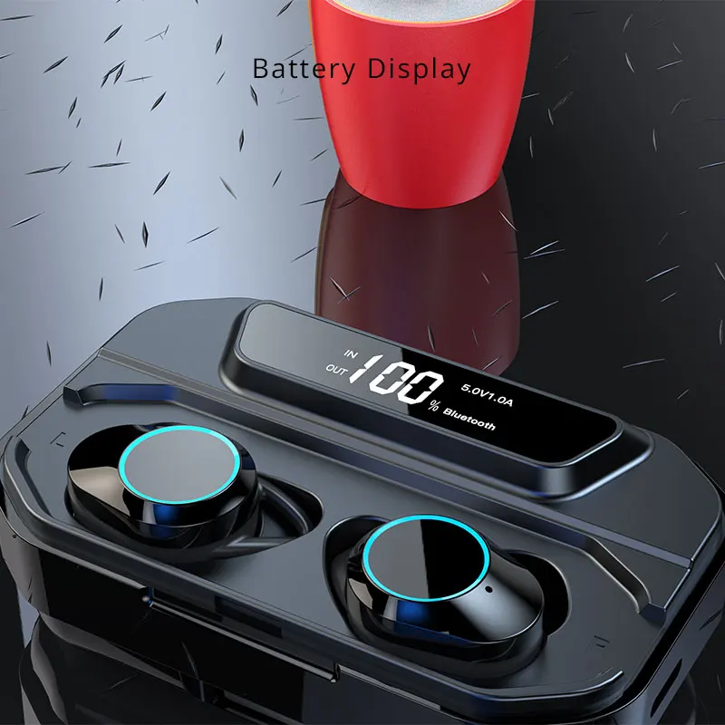 G02 TWS 5.0 Bluetooth 9D Stereo Earphone Wireless Earphones IPX7 Waterproof Earphones 3300mAh LED Smart Power Bank Phone Holder