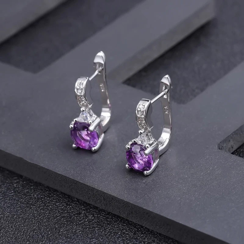 Gem's Ballet 2.71Ct натуральный аметистовый драгоченный камень свадебные серьги-гвоздики 925 пробы серебряные ювелирные изделия для женщин серьги