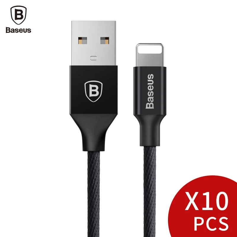 Beste Groothandel 10 stks partij, Baseus Usb kabel Voor iPhone X 8 7 6 6 s Plus 5 S SE iPad Snelle Data Sync Opladen Charger Mobiele Telefoon kabels