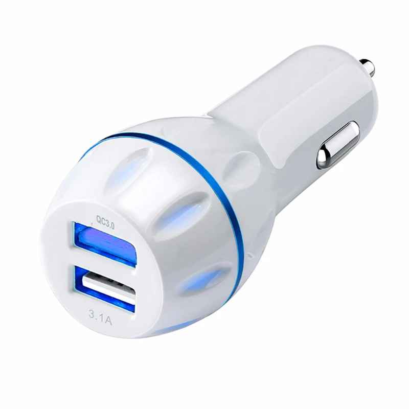 AMEEC Car Charge 5V 3.1A 2 USB Auto Chargers Mobile Phone Car-Charge QC 3.0 Auto Charging Led Display Support Drop Shipping (13)