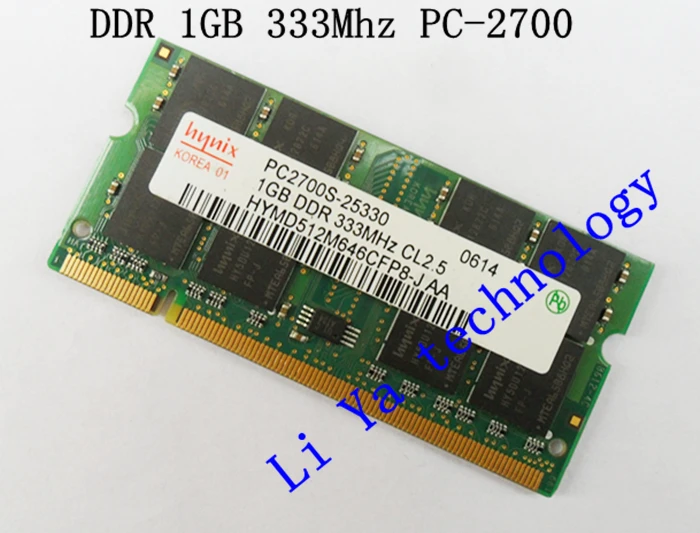 HYNIX 1 ГБ DDR333 PC2700 200PIN SODIMM ddr 333 МГц Ноутбук ПАМЯТИ 200-контактный SO-DIMM ОПЕРАТИВНОЙ DDR |