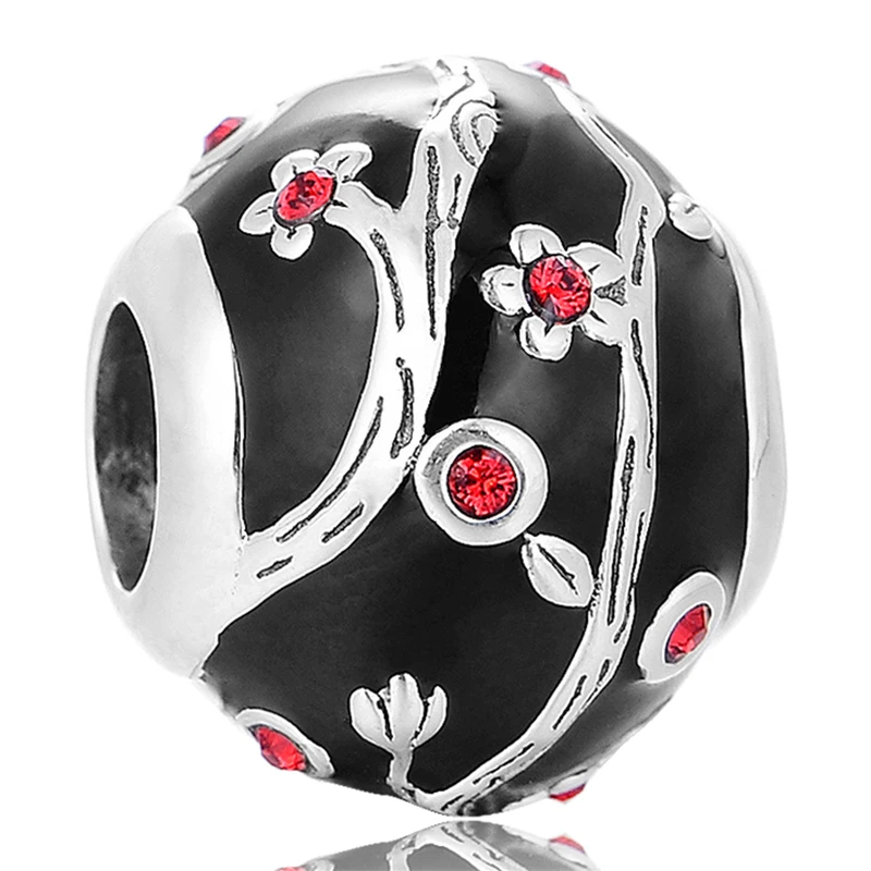 

Chinese Style Enamel Winter-sweet Flower 925 Sterling-Silver-Jewelry Beads Fit European Charm Bracelet For Woman Jewelry DIY