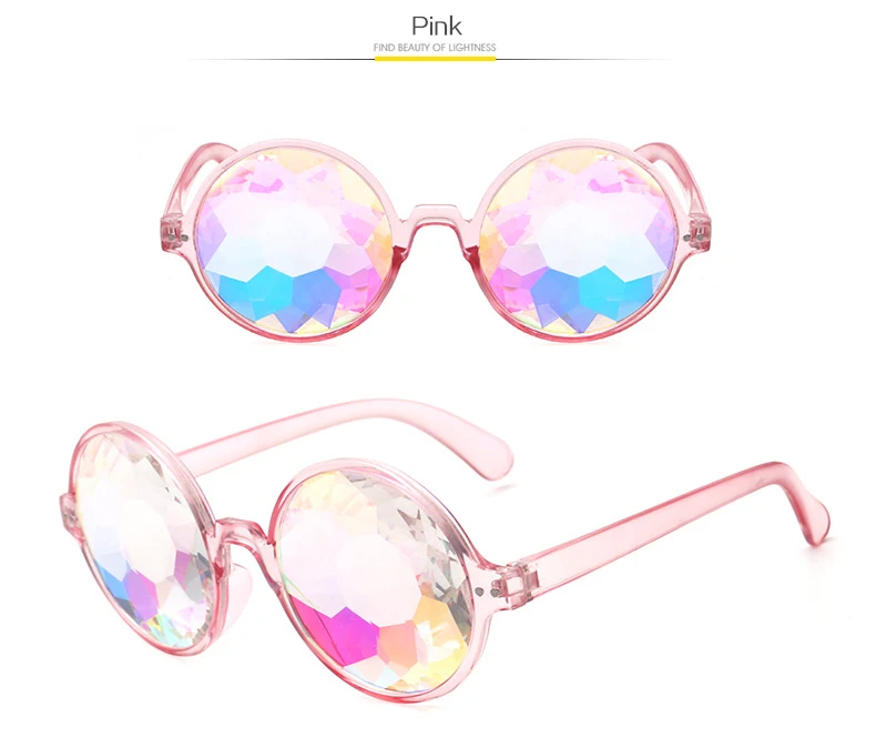 Kaleidoscope Glasses Rave Men Round Kaleidoscope Sunglasses Women Party Psychedelic Prism Diffracted Lens EDM Sunglasses Female square sunglasses