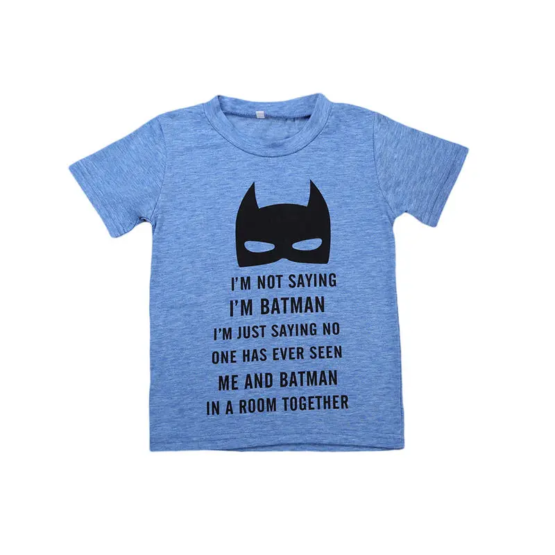 Новинка 2018 года, летняя хлопковая Повседневная футболка с короткими рукавами и принтом Бэтмена для новорожденных мальчиков, дропшиппинг