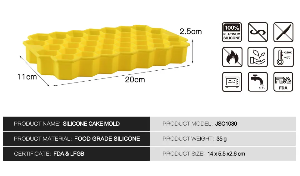 SILIKOLOVE Соты Форма льда Куб 37 полости льда лоток льда Куб Плесень хранения контейнеров лоток с формой для кубиков льда, замороженные