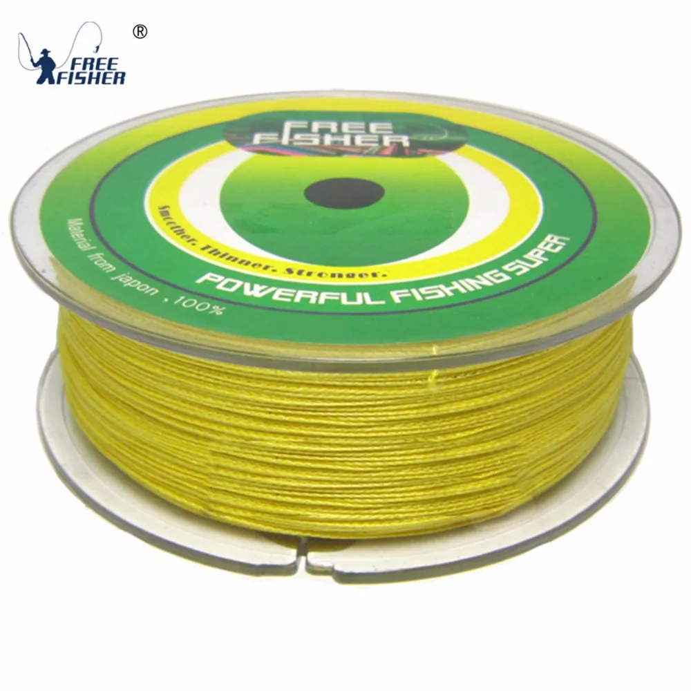 Free Fisher Yellow 300m Super Strong PE Braided Fishing Line 4 Strands