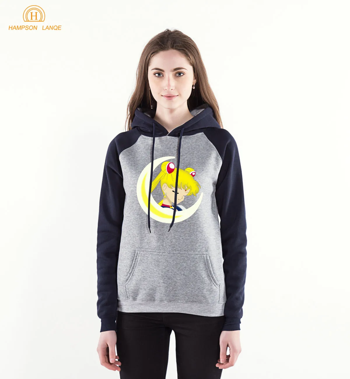 

2019 Spring Autumn Kawaii Sweatshirts Anime Sailor Moon Cartoon Women Raglan Hoodies Harajuku Pink Warm Fleece Pullovers Adult