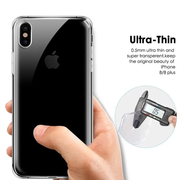 100 шт./лот 0 5 мм Кристальный гелевый Чехол для Iphone X 8 7 S8 plus Samsung S7 ультра тонкие