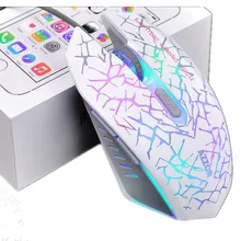 Проводной люминесценции игровой Мышь 2400 Точек на дюйм Подсветка трещины Тихая Mute геймер Мыши компьютерные для настольного компьютера ноутбука дома Применение офисных ПК