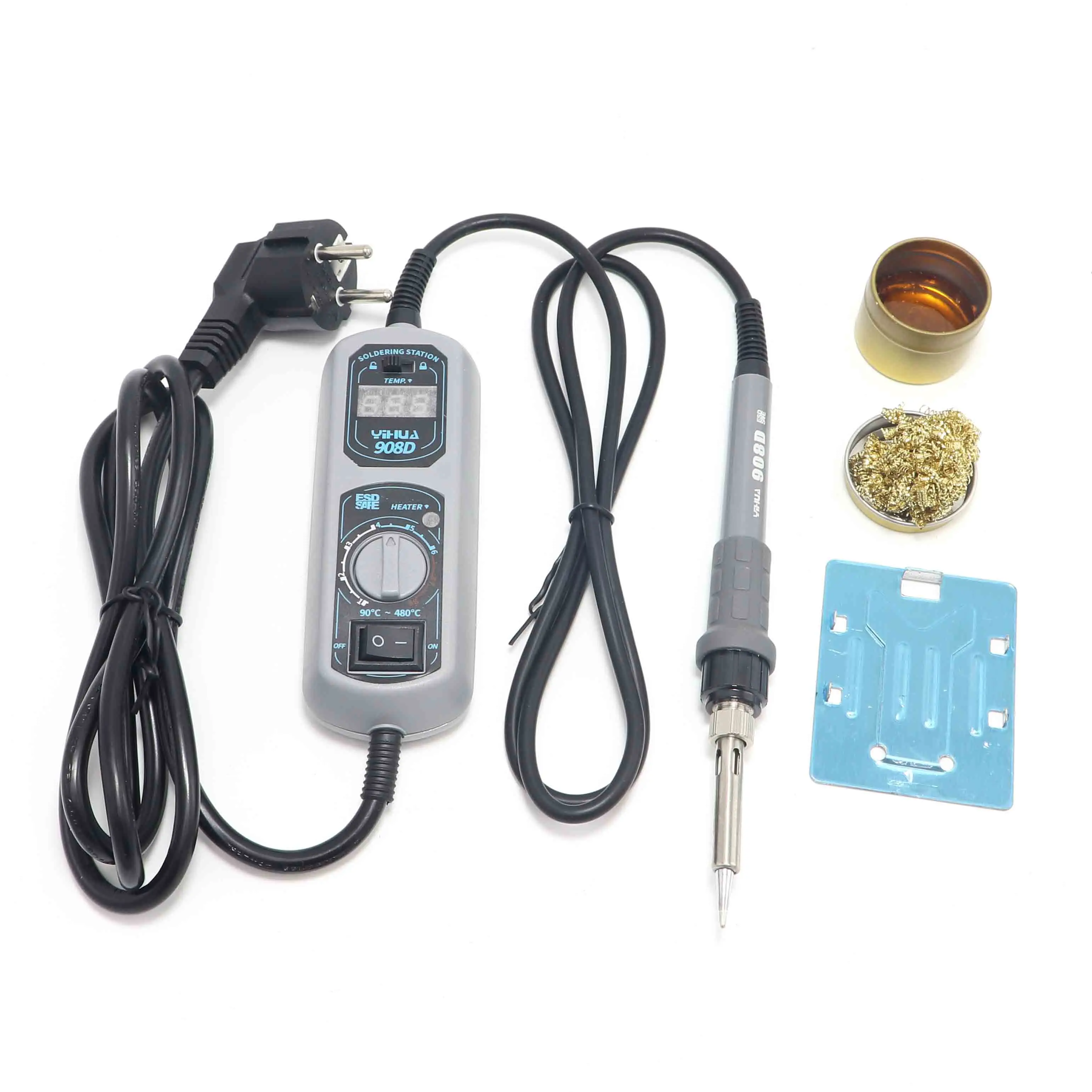 YIHUA 908D 220 В/110 В паяльная станция Мини Портативный Регулируемый паяльник инструмент для сварки ремонт ЕС разъем - Цвет: Package A