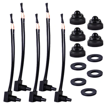 

DWCX 5PCS/SET Motorcycle Car ATV Waterproof Push Button On / Off Switch Boot with 4" Lead Wire