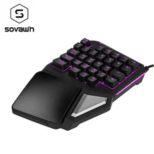 Delux T9 Pro 7 Colors LED Backlit Single Hand Professional Gaming Keyboard Wrist Support 1 8m