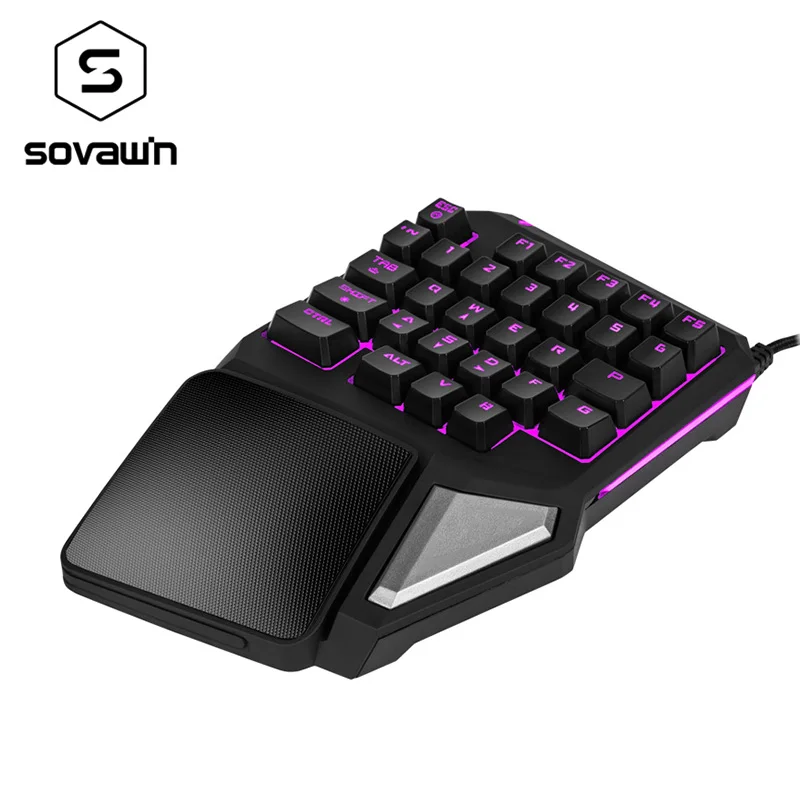 melhor Delux T9 Pro 7 Cores LED Backlit Única Mão Apoio para o Punho 1.8 m Fio USB Teclado Gaming Profissional Anti os fantasmas para PC