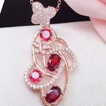 Натуральный гранат кулон Бабочка Стиль реального происхождения 925 серебро 0.55ct* шт. 4 шт. драгоценный камень# T18103010