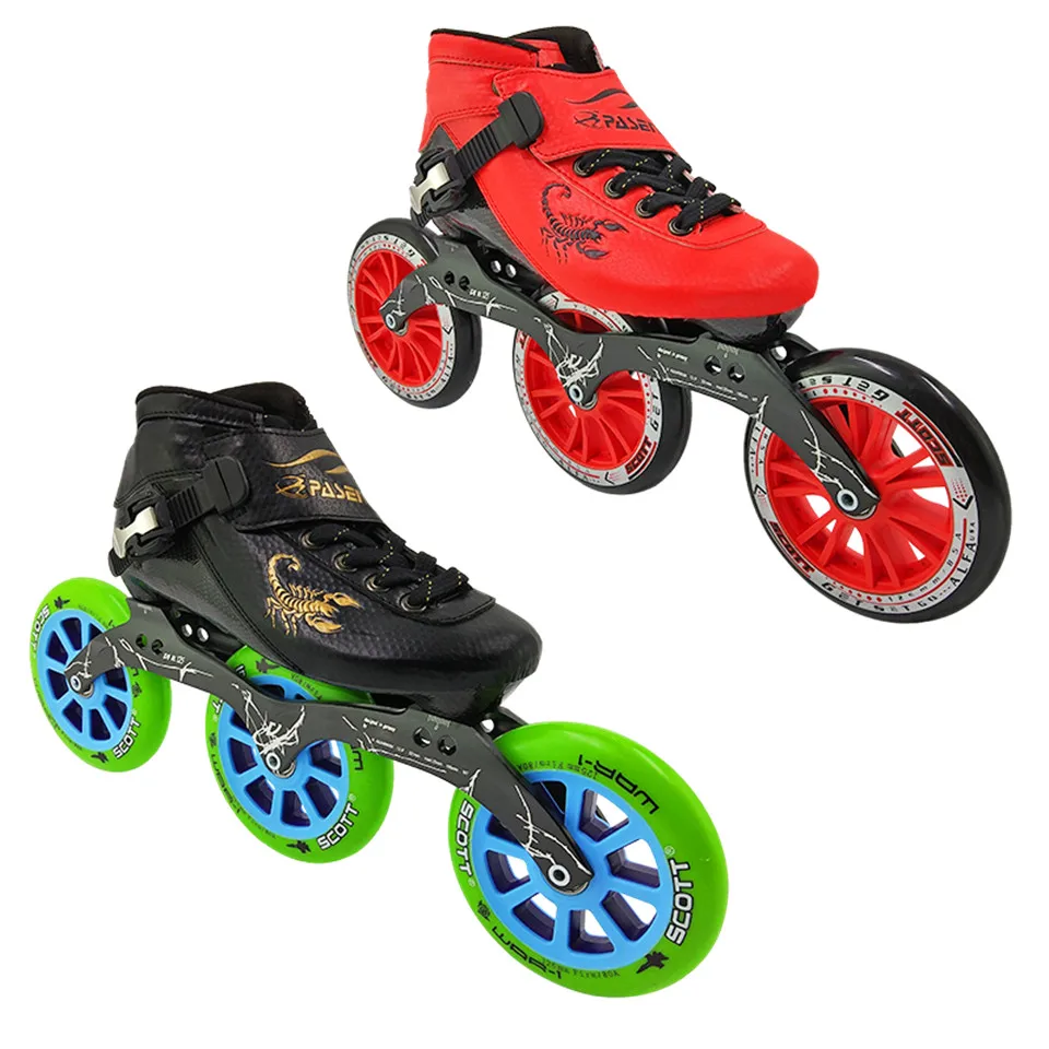 Carbon Speed Inline Skates 3*125mm Big Wheel For Kids Adult Competition ...