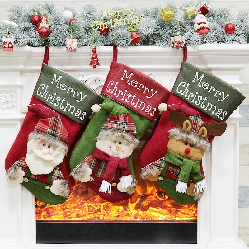 

1pcs Christmas Socks Gift Bag Christmas Decorations Large Luxury Gifts Candy Socks Pendant Family Christmas Decoration