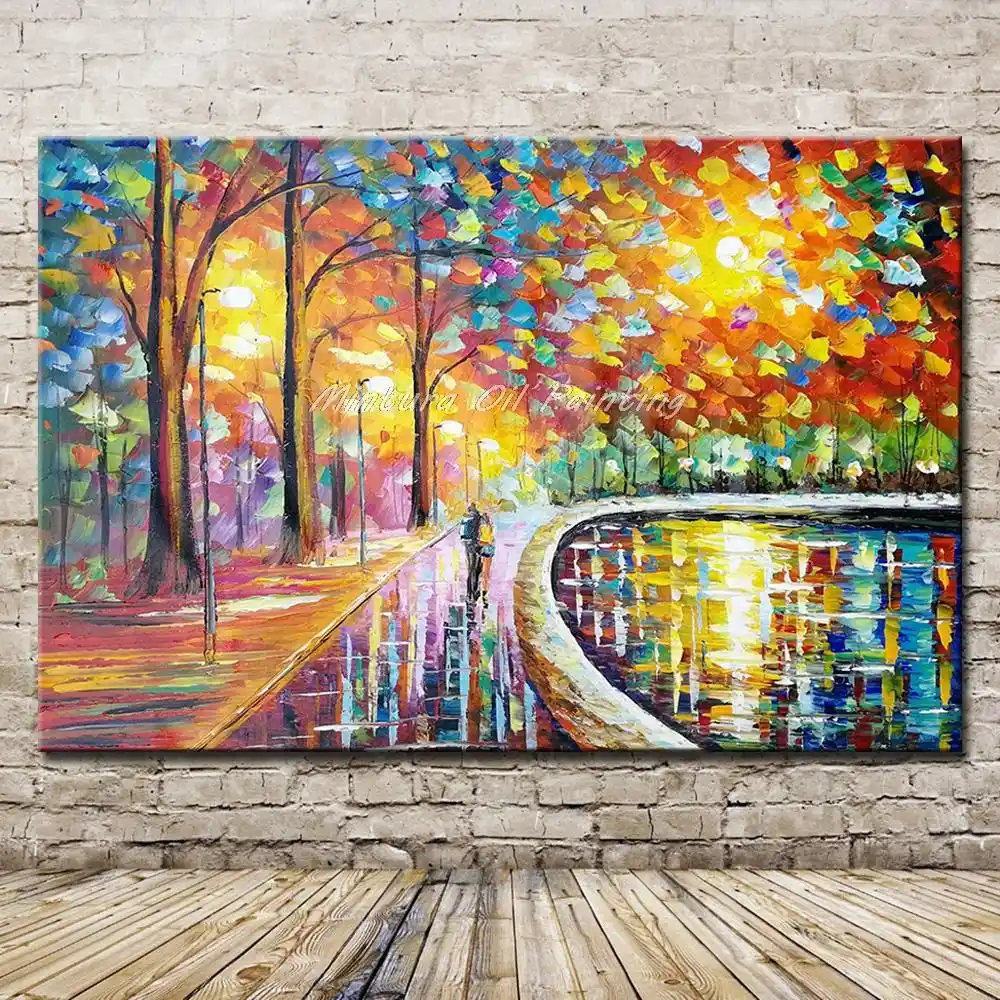 Living Room Bedroom Art Oil Painting Modern 100/% Hand-Painted Home Decoration Color Abstract Landscape Canvas Painting 40x64inch Without a frame-100x160cm Wall Art Oil Painting
