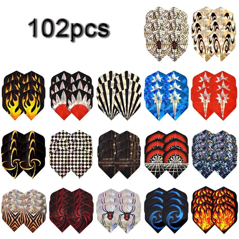 

17 Sets 102Pcs Cool Mixed Pattern Standard Dart Flights Nice Darts Flight Outdoor Wing Tail