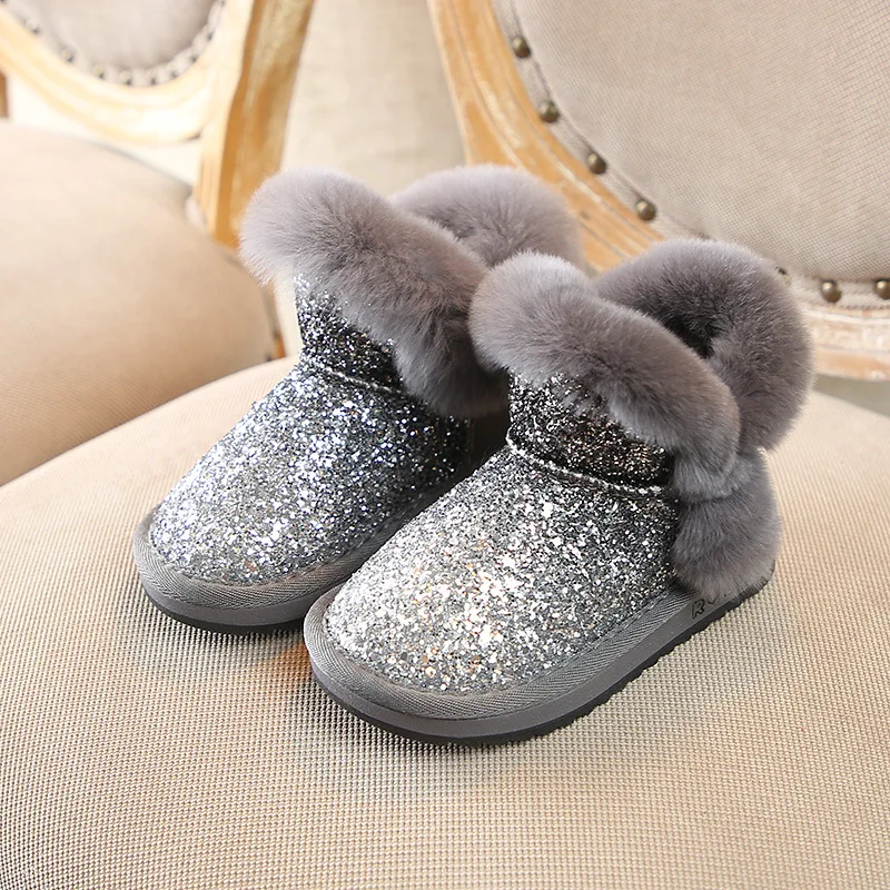 

Bling Sequin Girls Boots Winter Shoes For Girls Pink Boots Children Snow Boots Kids Ugs Warm Kids Boots New