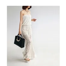 Новые женские Комбинезоны и детские комбинезоны 5XL, сексуальные белые и черные штаны с потертостями комбинезон, большой размер, широкие брюки