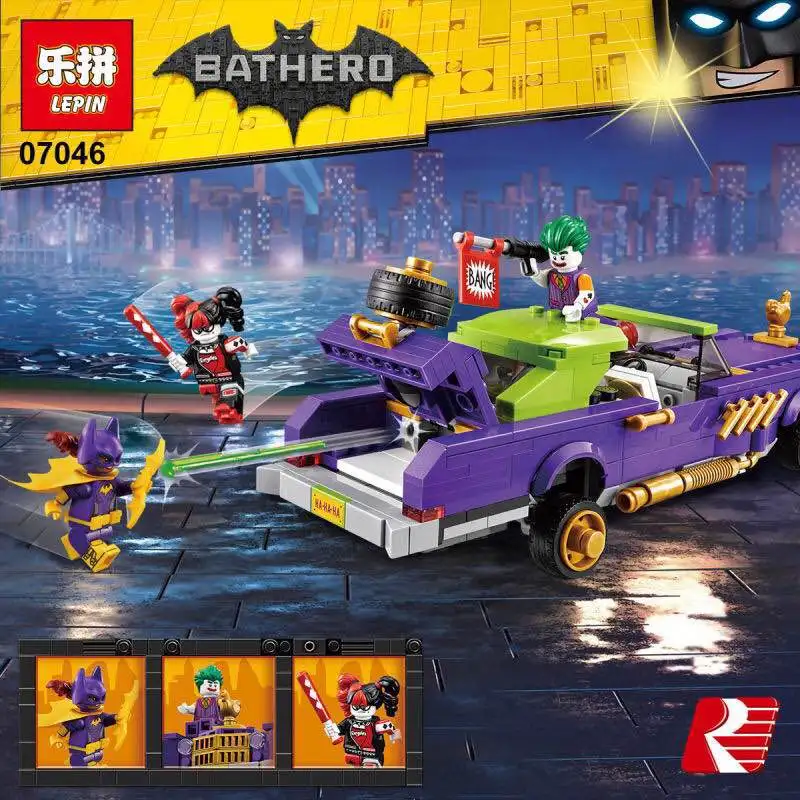 

New lepin 07046 batman Series The Joker Notorious Lowrider Model Building Block Compatible 70906 Super Heroes toy for children
