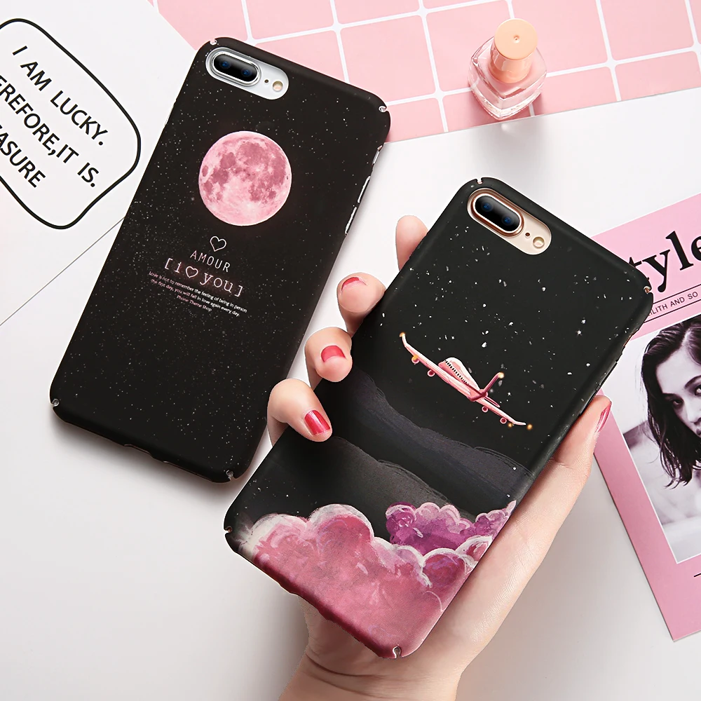 

KISSCASE Aircraft Moons Patterned Case For iPhone X Xr Xs Max 8 7 6s 6 Plus Hard PC Back Cases For iPhone 5s 5 SE Cover Fundas