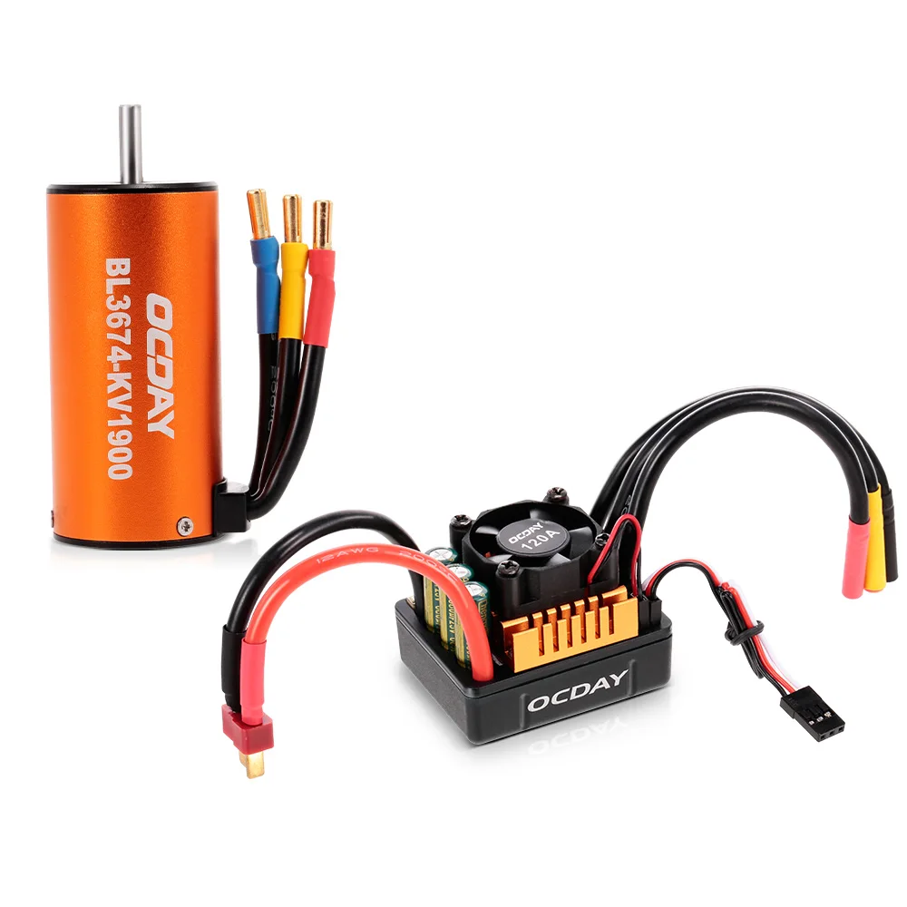 

OCDAY BL3674 1900KV Sensorless Brushless Motor with 120A ESC for 1:8 RC Crawler Traxxas Redcat HSP RC Car Trucks