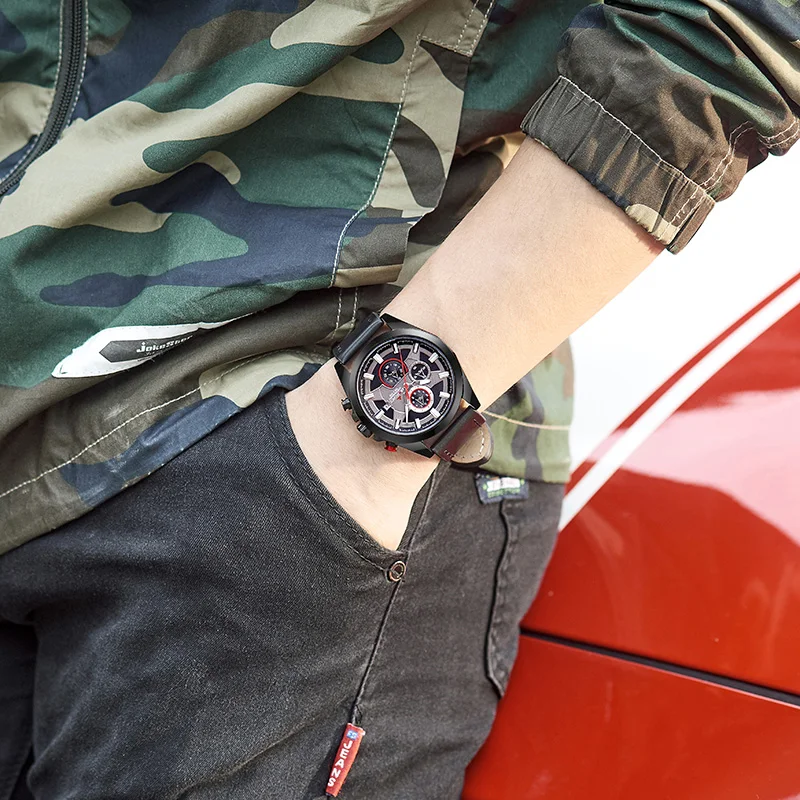 ARMIFORCE мужские часы люксовый бренд военные спортивные кожаные Хронограф Дата