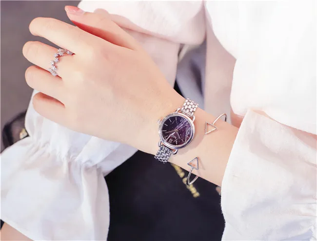 Новинка, роскошные часы с браслетом из нержавеющей стали, модные женские часы с мраморным дизайном, женские часы, женские часы