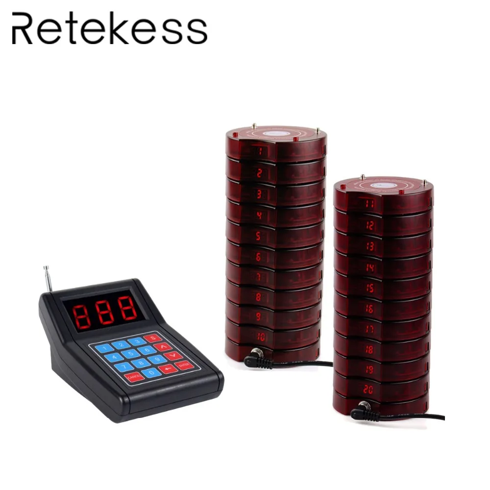 

Wireless Pager Queuing Calling System Customer Service With 1 Transmitter + 20 Coaster Pagers Restaurant Equipments