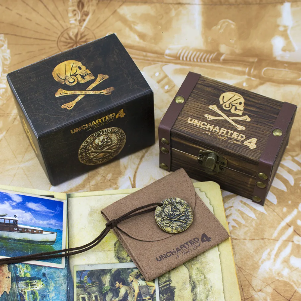 

Uncharted 4 Pirate Gold Coin With Limited Sheepskin Bag And Wooden Box