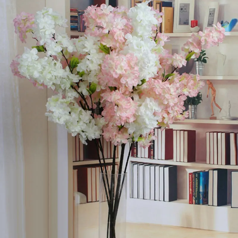 

100cm Artificial Plants Plastic Fake Flowers Silk Cherry Blossom Branches Silk Flowers For Wedding Home Decoration