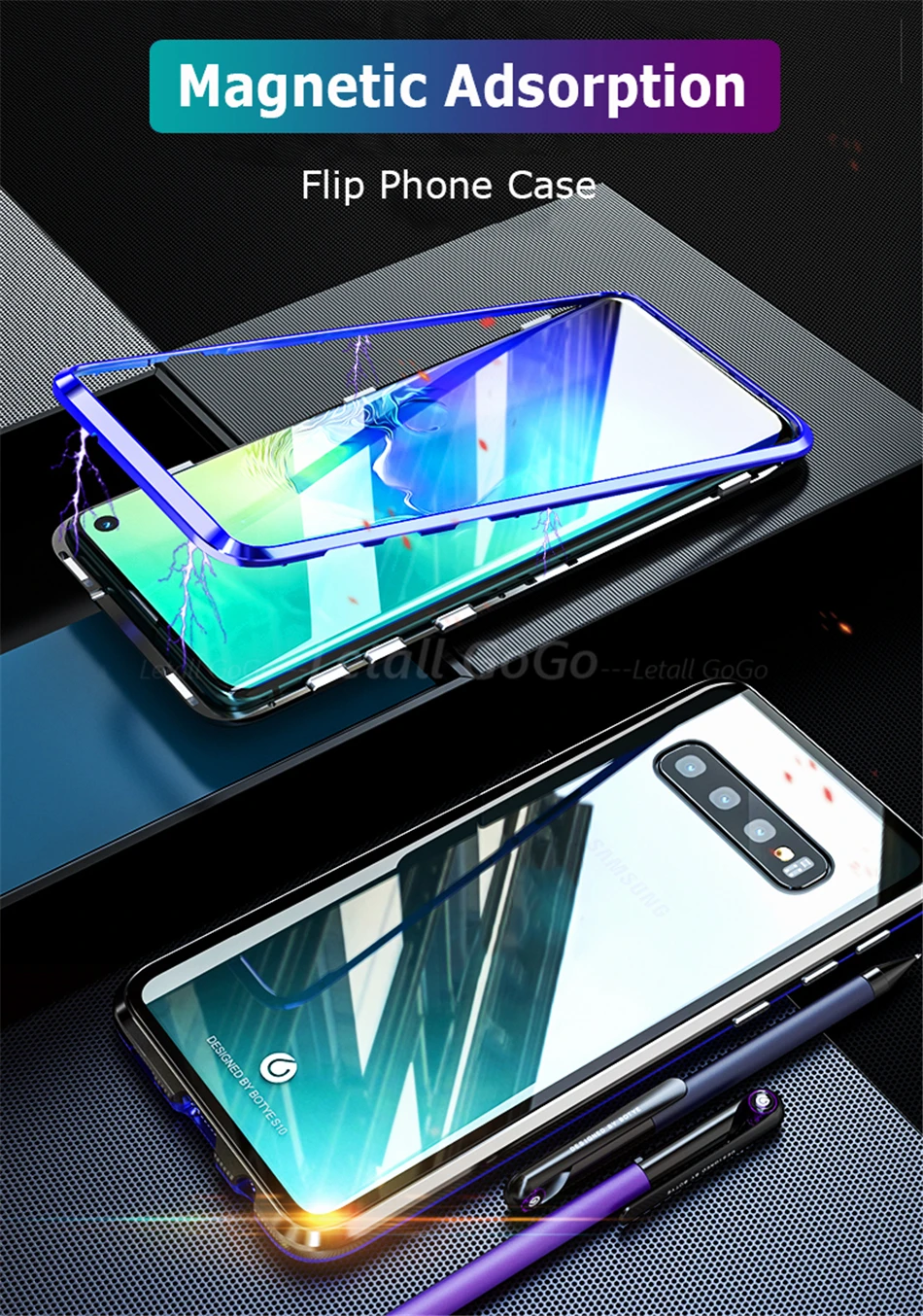 Magnetic Adsorption Tempered Glass Samsung Galaxy Case