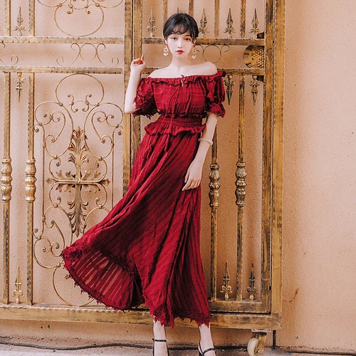 Новинка 2019 летнее богемное винтажное платье модное плиссированное с оборками