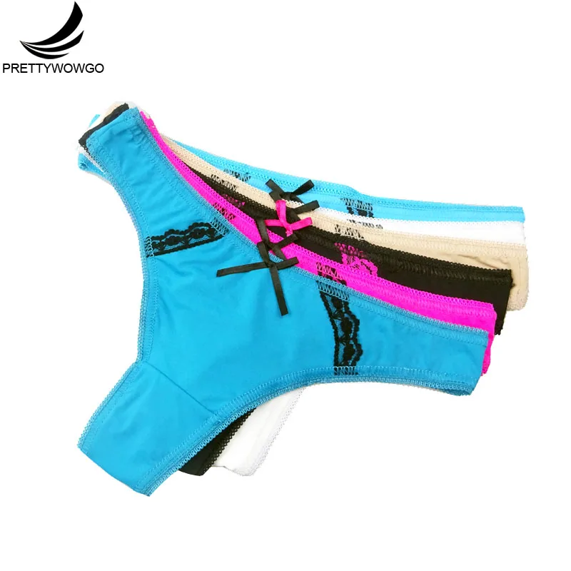 

Prettywowgo 6 pcs/lot Women's Lingeries Intimates 2020 New Women Comfortable Nylon G String Thong Lady Sexy Lace Underwear 7300