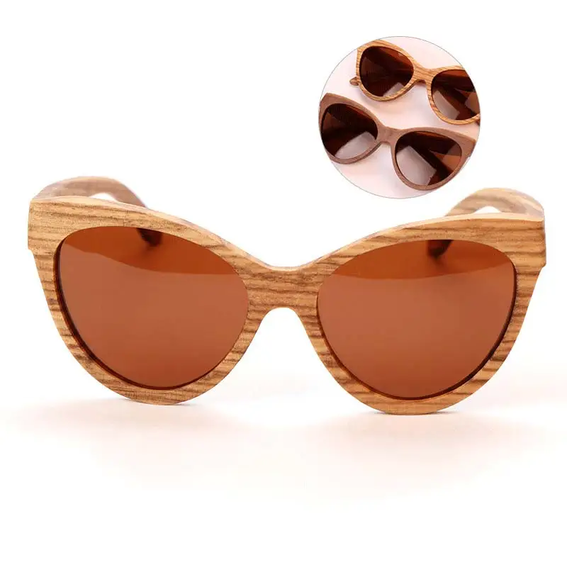 

BerWer Brand Zebra Walnut Wood Design Luxury Sunglasses Women Original Wooden Handmade Sun Glasses Man Fashion Vintage Style