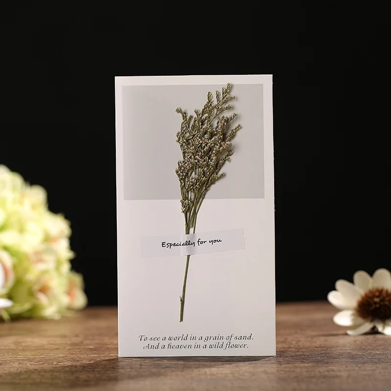 8 шт./компл. сухой цветок свадебные приглашения поздравительная открытка ручной работы, оставьте сообщение Бумага карты на день рождения Рождество День благодарения сувениры
