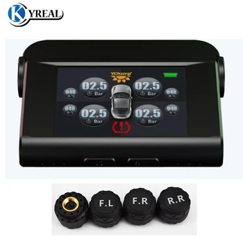 

Solar TPMS Tire Pressure Indicator TFT Color Large Screen Pressure Sensor Tire External Sensors 4 PCS Unversal Car Alarm System