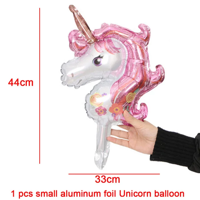 1pcs/lot Giant Unicorn Balloon Purple Colorful Rainbow Fantasy Horse Party Girls Ballons Birthday Party Animals Foil Balloon Pet - Цвет: 44X33CM