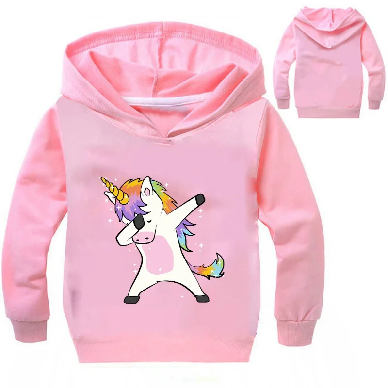 Новинка г.; детский весенне-осенний свитер для мальчиков и девочек с милым принтом единорога; толстовки с капюшоном и длинными рукавами; топы - Цвет: Pink