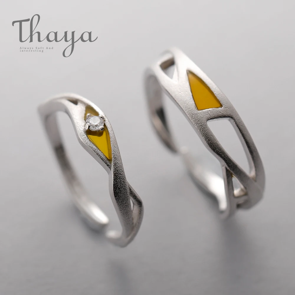 Thaya, кубический циркон, волнистые парные кольца, простые, Серебро s925, матовые, для любителей вечности, теплые, дизайнерские, романтические ювелирные изделия для женщин