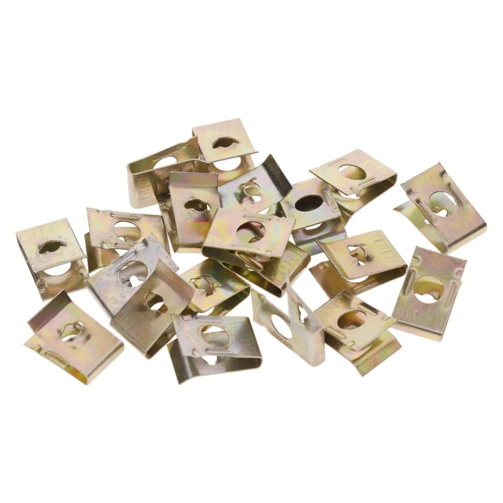 

20Pcs Car Door Panel Screw U-Type Iron Nuts Plate Clip Fastener #287422